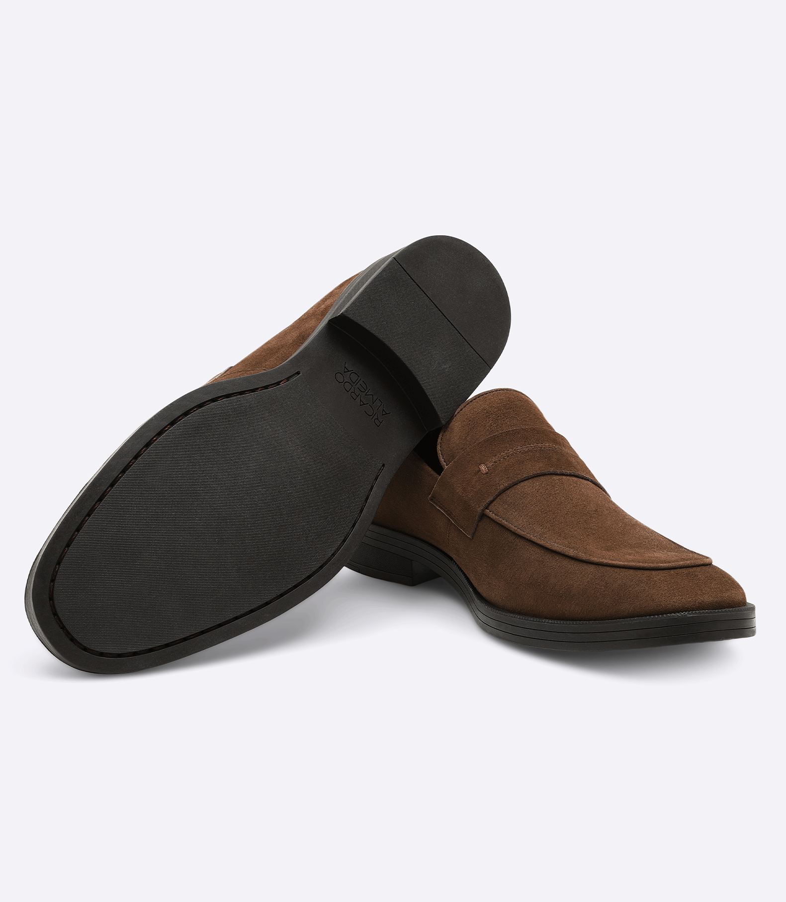 Sarthan Brown Suede Tie Moccasins with Rubber Sole