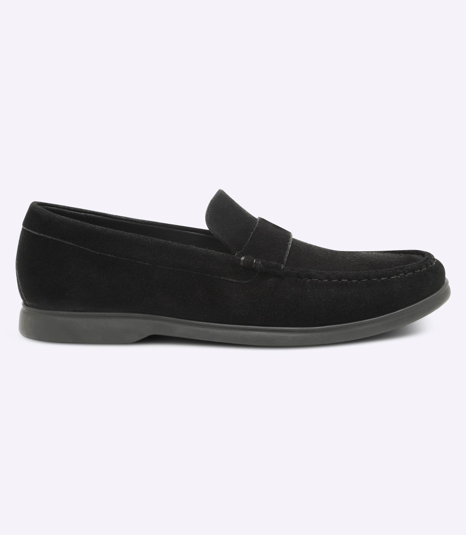 Sarthan Suede Plain Black Tie Moccasins