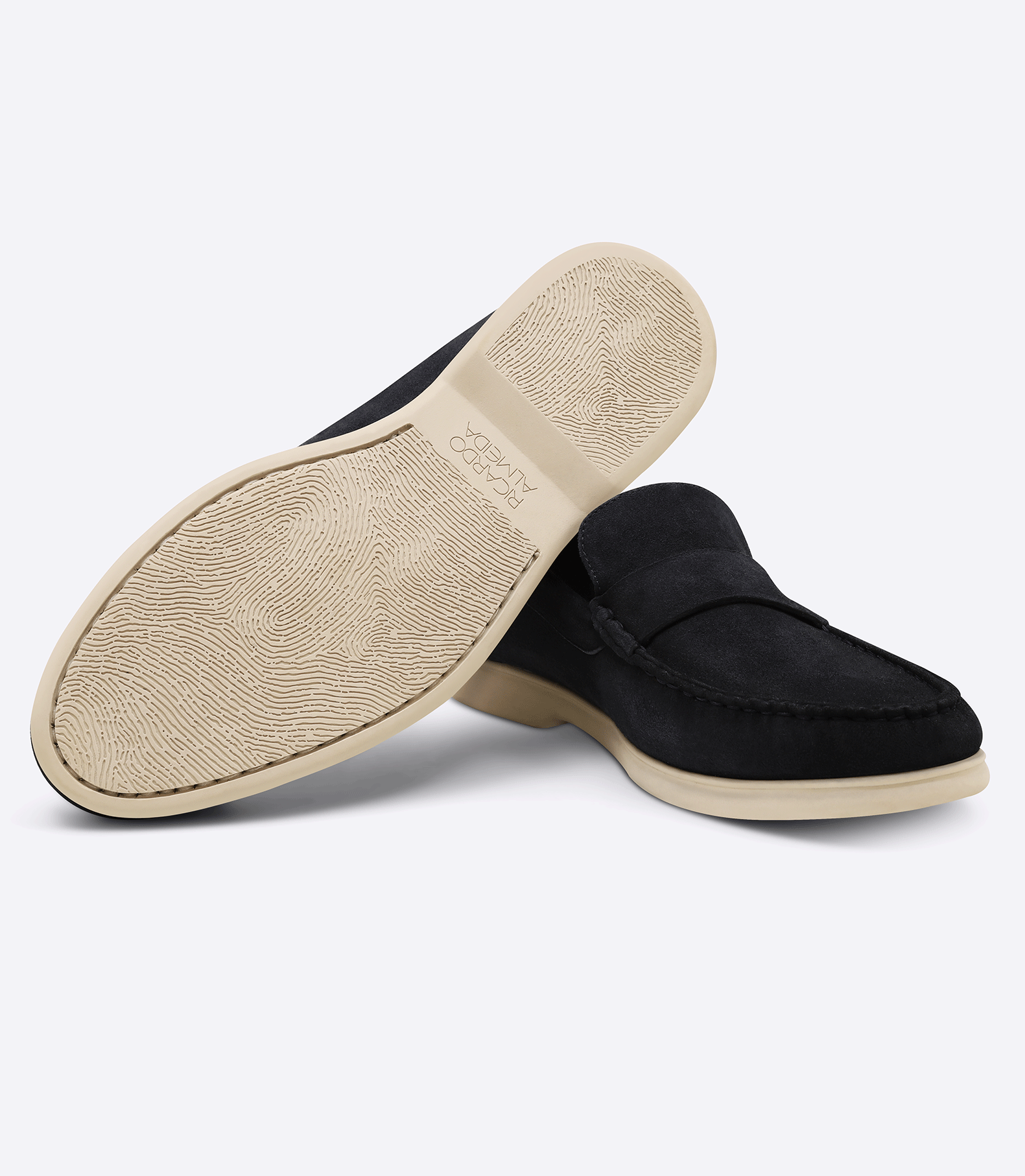 Sarthan Suede Plain Navy Tie Moccasins