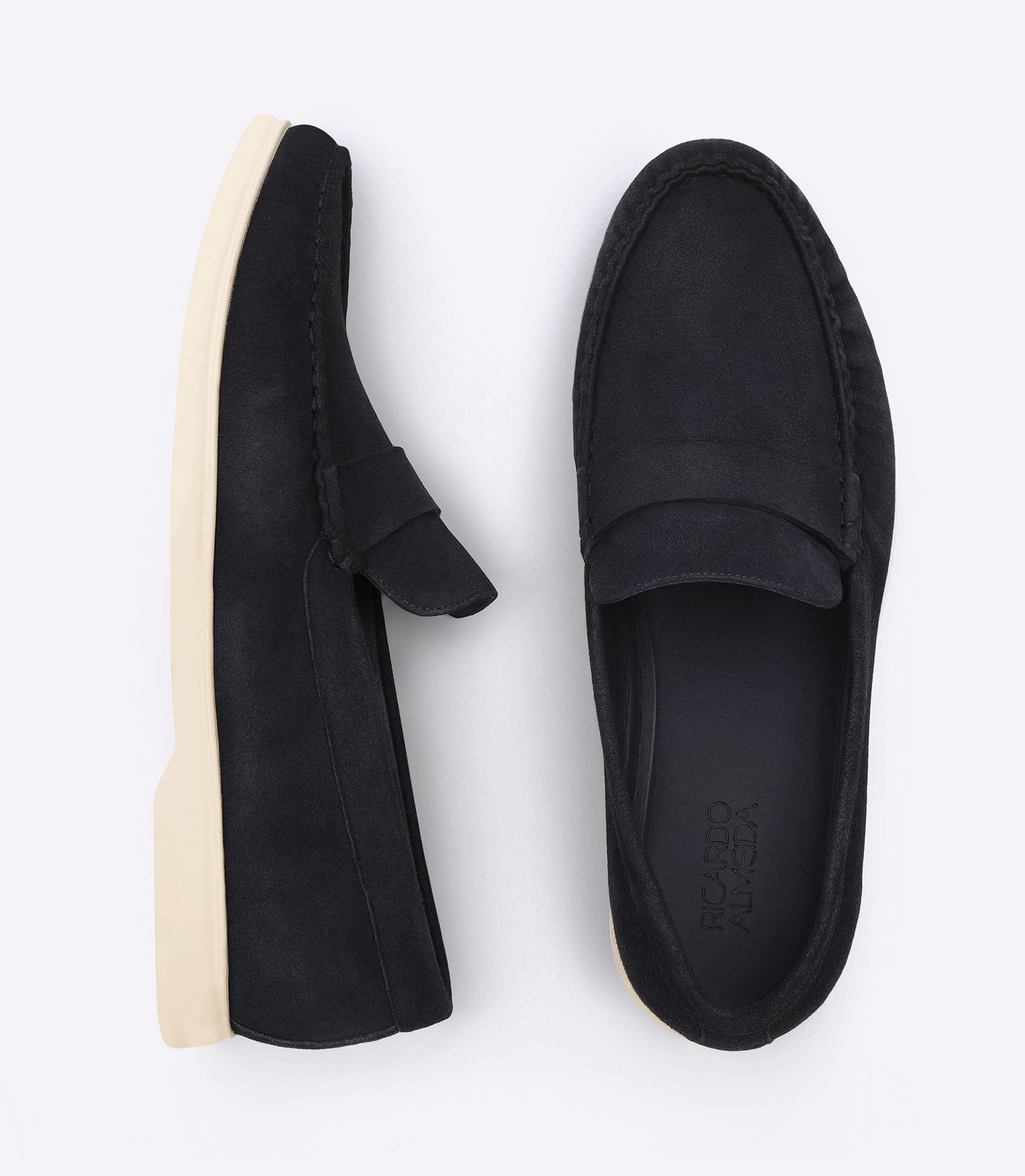 Sarthan Suede Plain Navy Tie Moccasins
