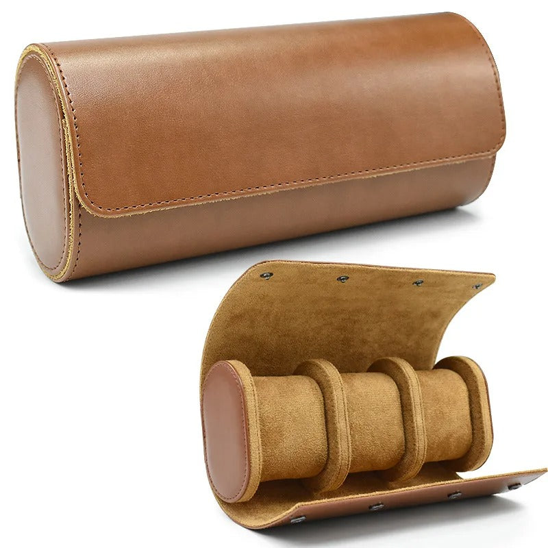 Sarthan 3-Slot Travel Watch Roll with Removable Cushions