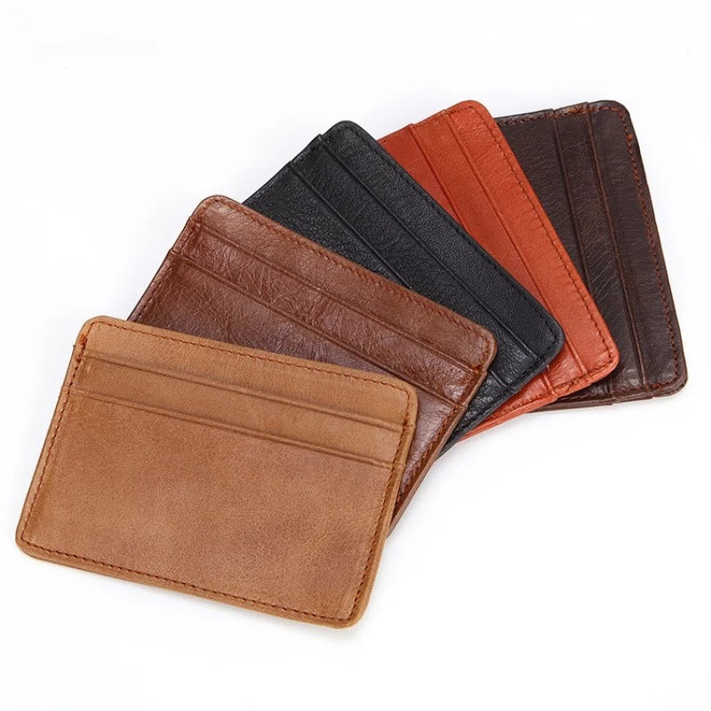Sarthan Slim Cowhide Leather Card & Coin Wallet