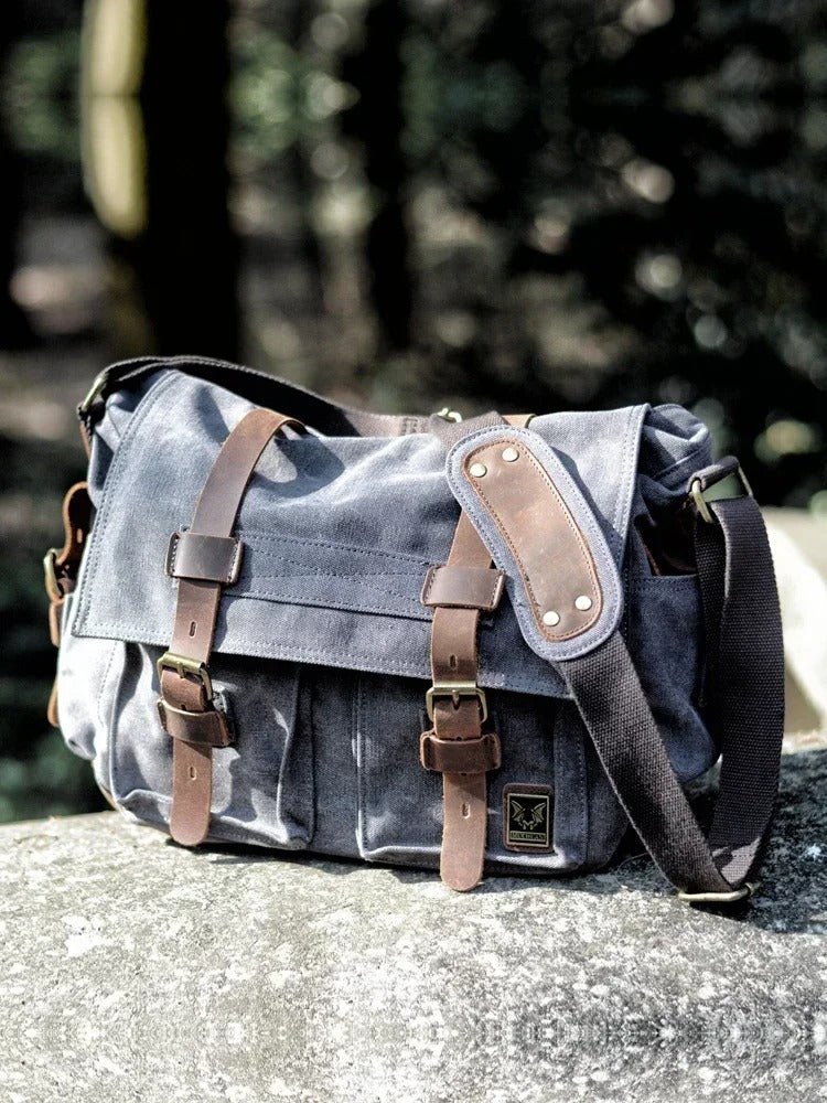 Sarthan Whitlock Canvas & Leather Messenger Bag