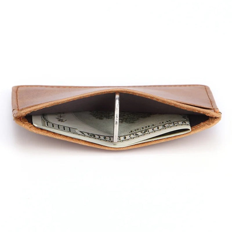 Sarthan Slim Cowhide Leather Card & Coin Wallet