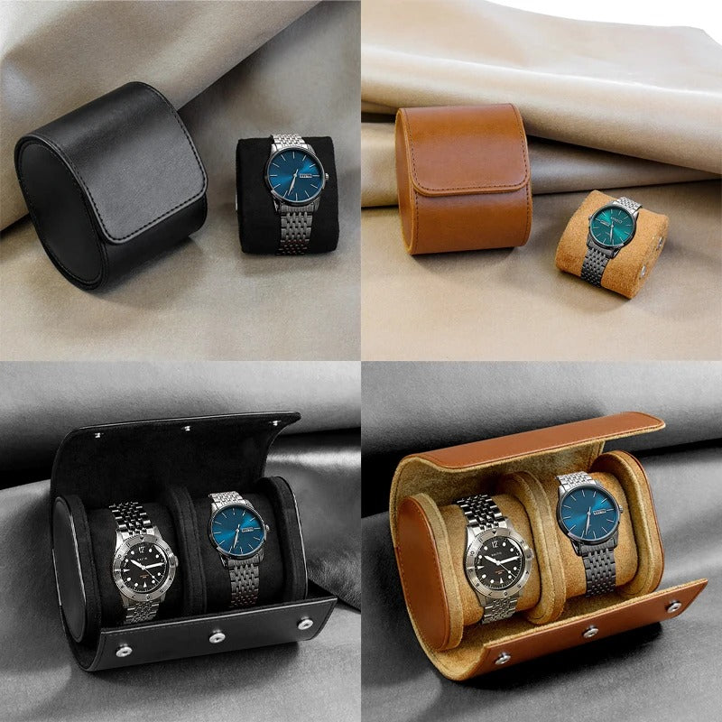 Sarthan 3-Slot Travel Watch Roll with Removable Cushions