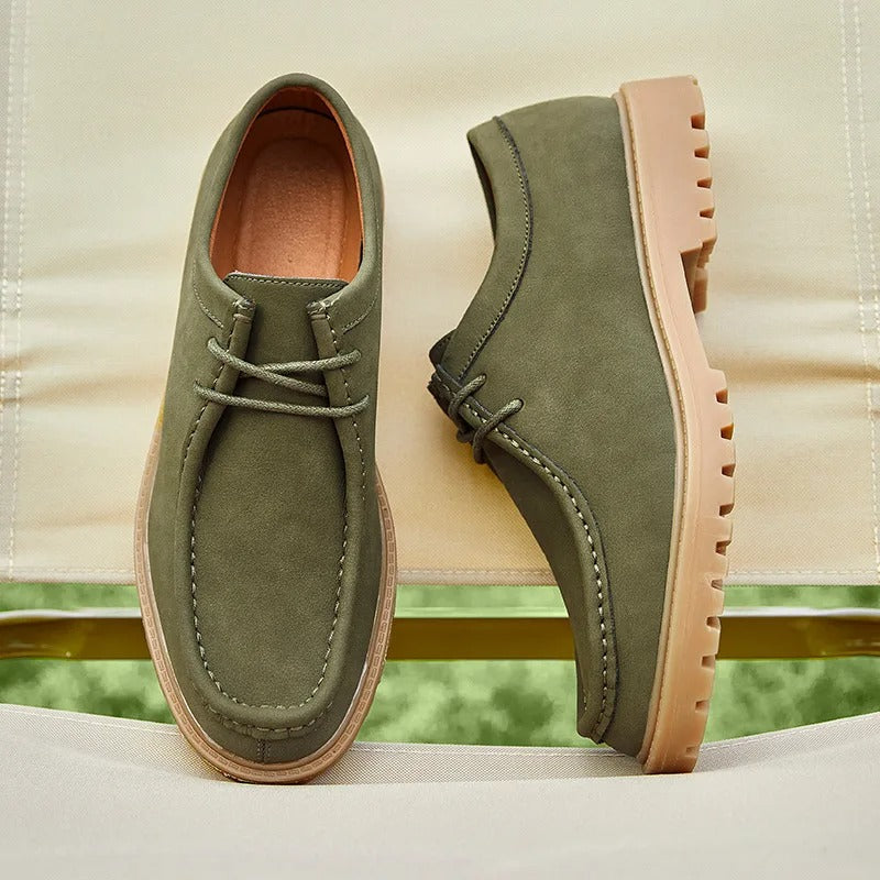 Handcrafted Vintage British Suede Loafers for Men
