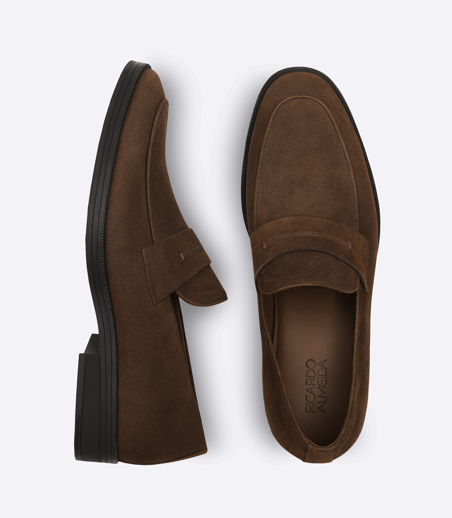 Sarthan Brown Suede Tie Moccasins with Rubber Sole