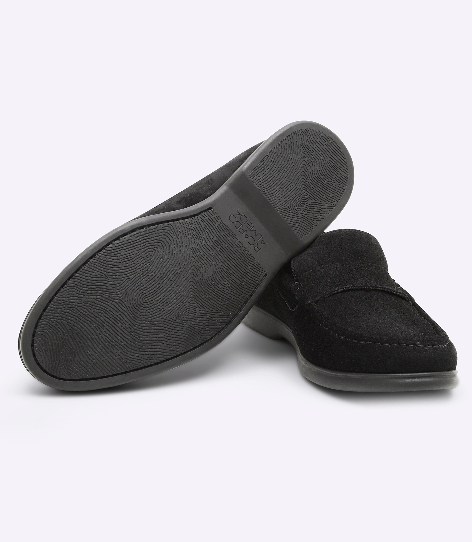 Sarthan Suede Plain Black Tie Moccasins