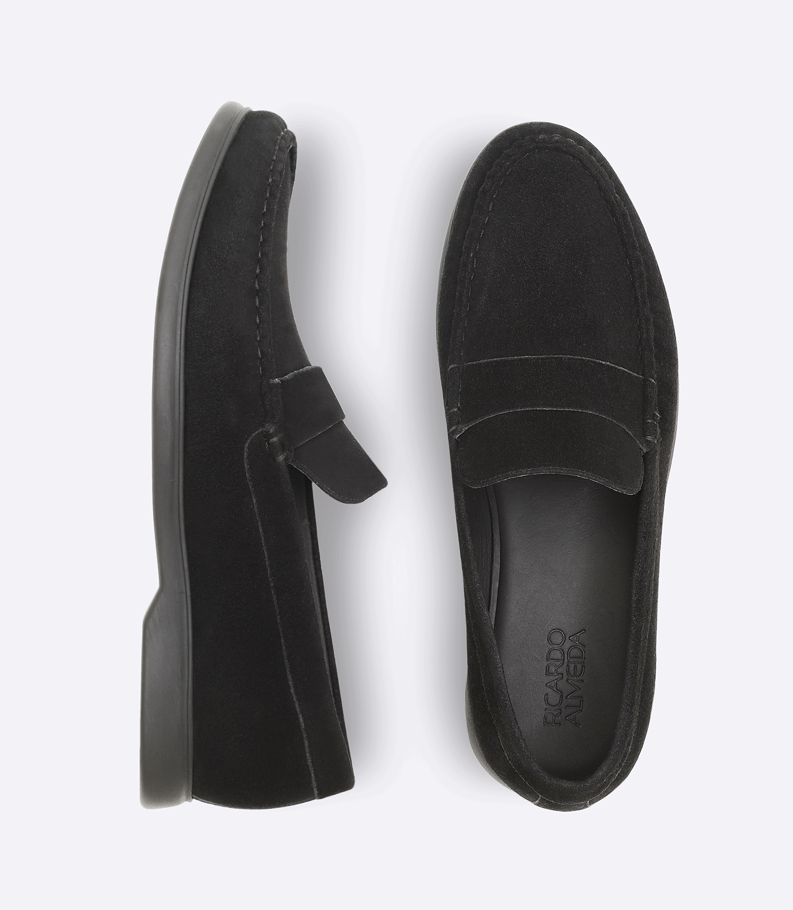 Sarthan Suede Plain Black Tie Moccasins