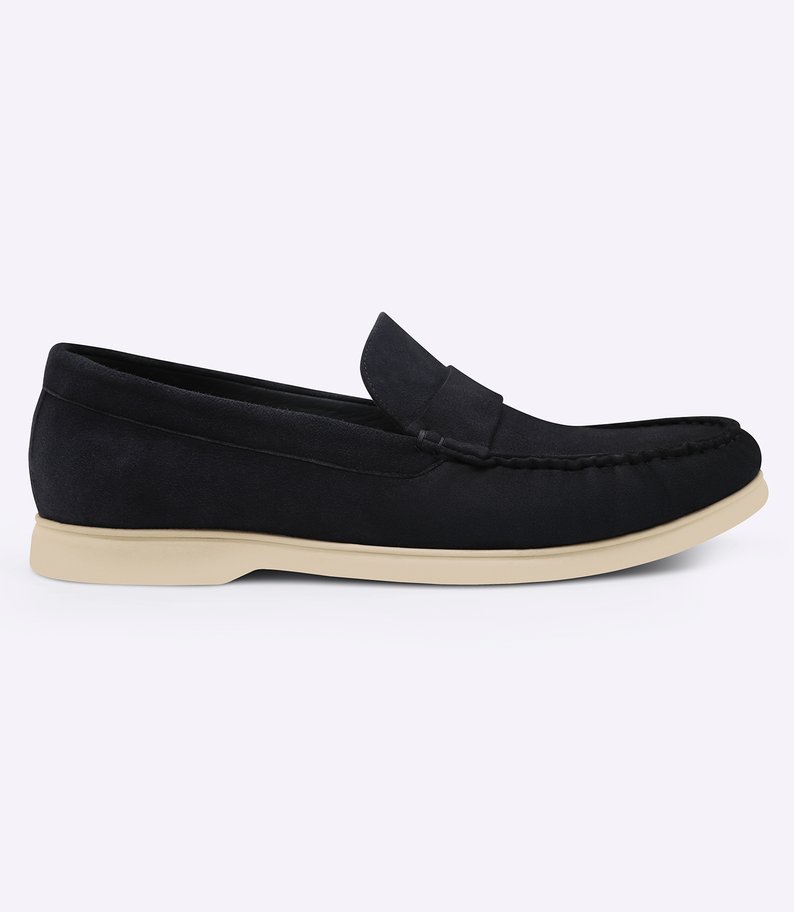 Sarthan Suede Plain Navy Tie Moccasins