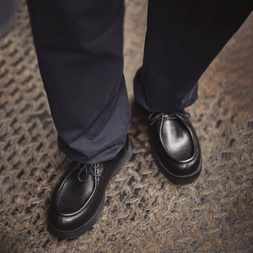 Maden Vintage Black Leather Derby Shoes