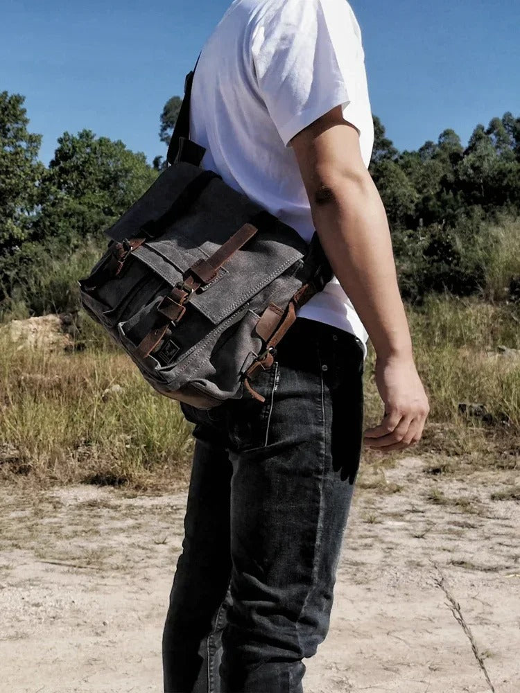 Sarthan Whitlock Canvas & Leather Messenger Bag