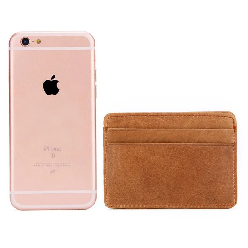 Sarthan Slim Cowhide Leather Card & Coin Wallet