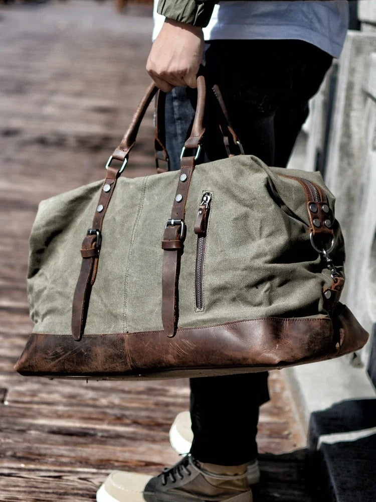 Sarthan Kingsmoor Canvas & Leather Travel Duffle Bag